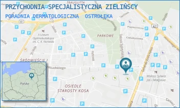 PORADNIA DERMATOLOGICZNA - PRZYCHODNIA SPECJALISTYCZNA ZIELIŃSCY - MARSZ. JÓZEFA PIŁSUDSKIEGO 40,  OSTROŁĘKA