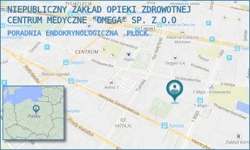 PORADNIA ENDOKRYNOLOGICZNA - NIEPUBLICZNY ZAKŁAD OPIEKI ZDROWOTNEJ CENTRUM MEDYCZNE "OMEGA" SP. Z O.O - KRÓLEWIECKA 24 A,  PŁOCK
