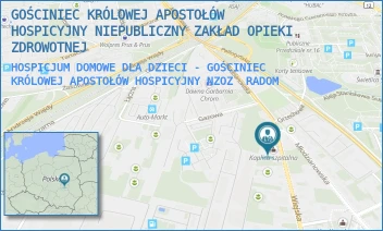 HOSPICJUM DOMOWE DLA DZIECI - GOŚCINIEC KRÓLOWEJ APOSTOŁÓW HOSPICYJNY NZOZ - GOŚCINIEC KRÓLOWEJ APOSTOŁÓW HOSPICYJNY NIEPUBLICZNY ZAKŁAD OPIEKI ZDROWOTNEJ - WIEJSKA 2,  RADOM