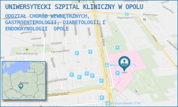 ODDZIAŁ CHORÓB WEWNĘTRZNYCH, GASTROENTEROLOGII, DIABETOLOGII I ENDOKRYNOLOGII - UNIWERSYTECKI SZPITAL KLINICZNY W OPOLU - UL. ALEJA WINCENTEGO WITOSA 26,  OPOLE