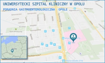 PORADNIA GASTROENTEROLOGICZNA - UNIWERSYTECKI SZPITAL KLINICZNY W OPOLU - UL. ALEJA WINCENTEGO WITOSA 26,  OPOLE