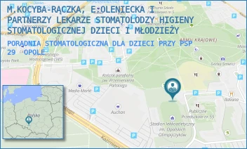 PORADNIA STOMATOLOGICZNA DLA DZIECI PRZY PSP 29 - M.KOCYBA-RĄCZKA, E.OLENIECKA I PARTNERZY LEKARZE STOMATOLODZY HIGIENY STOMATOLOGICZNEJ DZIECI I MŁODZIEŻY - UL. SZARYCH SZEREGÓW 1,  OPOLE