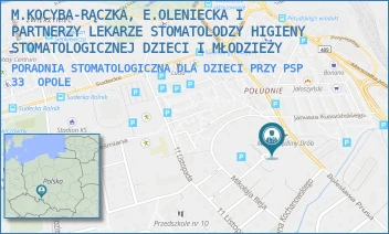 PORADNIA STOMATOLOGICZNA DLA DZIECI PRZY PSP 33 - M.KOCYBA-RĄCZKA, E.OLENIECKA I PARTNERZY LEKARZE STOMATOLODZY HIGIENY STOMATOLOGICZNEJ DZIECI I MŁODZIEŻY - UL. JOACHIMA LELEWELA 9,  OPOLE