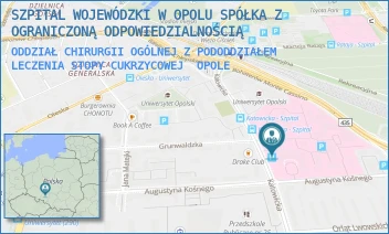ODDZIAŁ CHIRURGII OGÓLNEJ Z PODODDZIAŁEM LECZENIA STOPY CUKRZYCOWEJ - SZPITAL WOJEWÓDZKI W OPOLU SPÓŁKA Z OGRANICZONĄ ODPOWIEDZIALNOŚCIĄ - UL. KATOWICKA 64,  OPOLE