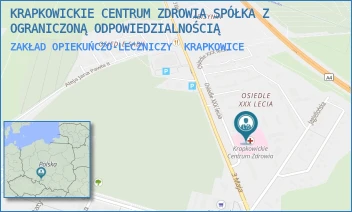 ZAKŁAD OPIEKUŃCZO-LECZNICZY - KRAPKOWICKIE CENTRUM ZDROWIA SPÓŁKA Z OGRANICZONĄ ODPOWIEDZIALNOŚCIĄ - UL. OŚ. XXX-LECIA 21,  KRAPKOWICE