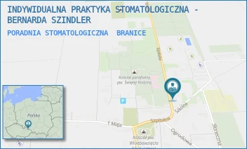 PORADNIA STOMATOLOGICZNA - INDYWIDUALNA PRAKTYKA STOMATOLOGICZNA - BERNARDA SZINDLER - UL. UL. SZPITALNA 6,  BRANICE