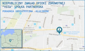 PORADNIA GERIATRYCZNA - NIEPUBLICZNY ZAKŁAD OPIEKI ZDROWOTNEJ "VITA" NOWAKOWSKI I PARTNERZY - SPÓŁKA PARTNERSKA - UL. GRUNWALDZKA 18,  KLUCZBORK