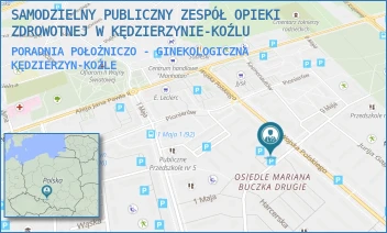 PORADNIA POŁOŻNICZO - GINEKOLOGICZNA - SAMODZIELNY PUBLICZNY ZESPÓŁ OPIEKI ZDROWOTNEJ W KĘDZIERZYNIE-KOŹLU - UL. HARCERSKA 11,  KĘDZIERZYN-KOŹLE