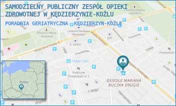PORADNIA GERIATRYCZNA - SAMODZIELNY PUBLICZNY ZESPÓŁ OPIEKI ZDROWOTNEJ W KĘDZIERZYNIE-KOŹLU - UL. HARCERSKA 11,  KĘDZIERZYN-KOŹLE