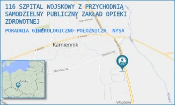 PORADNIA GINEKOLOGICZNO-POŁOŻNICZA - 116 SZPITAL WOJSKOWY Z PRZYCHODNIĄ SAMODZIELNY PUBLICZNY ZAKŁAD OPIEKI ZDROWOTNEJ W OPOLU - UL. TADEUSZA KOŚCIUSZKI 12A-12B,  NYSA