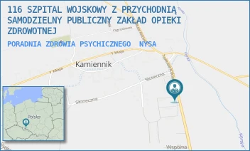 PORADNIA ZDROWIA PSYCHICZNEGO - 116 SZPITAL WOJSKOWY Z PRZYCHODNIĄ SAMODZIELNY PUBLICZNY ZAKŁAD OPIEKI ZDROWOTNEJ W OPOLU - UL. TADEUSZA KOŚCIUSZKI 12A-12B,  NYSA