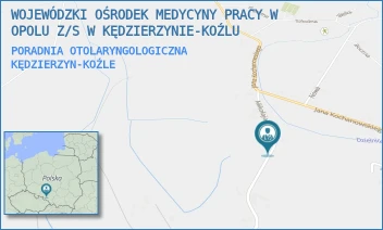 PORADNIA OTOLARYNGOLOGICZNA - WOJEWÓDZKI OŚRODEK MEDYCYNY PRACY W OPOLU Z/S W KĘDZIERZYNIE-KOŹLU - UL. MIKOŁAJA REJA 2A,  KĘDZIERZYN-KOŹLE