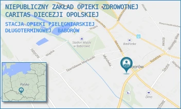 STACJA OPIEKI PIELĘGNIARSKIEJ DŁUGOTERMINOWEJ - NIEPUBLICZNY ZAKŁAD OPIEKI ZDROWOTNEJ CARITAS DIECEZJI OPOLSKIEJ - RYNEK 3,  BABORÓW