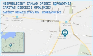 GABINET REHABILITACYJNY - NIEPUBLICZNY ZAKŁAD OPIEKI ZDROWOTNEJ CARITAS DIECEZJI OPOLSKIEJ - UL. KS.BILIŃSKIEGO 2,  KOMPRACHCICE