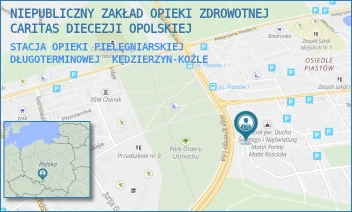 STACJA OPIEKI PIELĘGNIARSKIEJ DŁUGOTERMINOWEJ - NIEPUBLICZNY ZAKŁAD OPIEKI ZDROWOTNEJ CARITAS DIECEZJI OPOLSKIEJ - UL. KRZYWOUSTEGO 2,  KĘDZIERZYN-KOŹLE