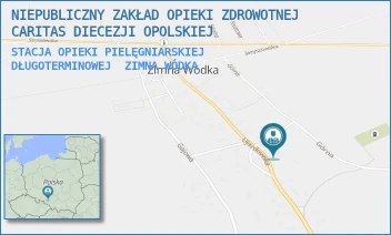 STACJA OPIEKI PIELĘGNIARSKIEJ DŁUGOTERMINOWEJ - NIEPUBLICZNY ZAKŁAD OPIEKI ZDROWOTNEJ CARITAS DIECEZJI OPOLSKIEJ - UL. UJAZDOWSKA 23,  ZIMNA WÓDKA