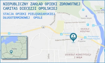 STACJA OPIEKI PIELĘGNIARSKIEJ DŁUGOTERMINOWEJ - NIEPUBLICZNY ZAKŁAD OPIEKI ZDROWOTNEJ CARITAS DIECEZJI OPOLSKIEJ - UL. MICKIEWICZA 5,  OPOLE