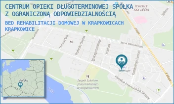 BED REHABILITACJI DOMOWEJ W KRAPKOWICACH - CENTRUM OPIEKI DŁUGOTERMINOWEJ SPÓŁKA Z OGRANICZONĄ ODPOWIEDZIALNOŚCIĄ - UL. DAMROTA 2,  KRAPKOWICE
