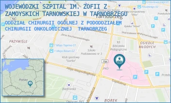 ODDZIAŁ CHIRURGII OGÓLNEJ Z PODODDZIAŁEM CHIRURGII ONKOLOGICZNEJ - WOJEWÓDZKI SZPITAL IM. ZOFII Z ZAMOYSKICH TARNOWSKIEJ W TARNOBRZEGU - UL. SZPITALNA 1,  TARNOBRZEG