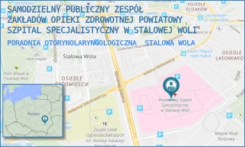 PORADNIA OTORYNOLARYNGOLOGICZNA - SAMODZIELNY PUBLICZNY ZESPÓŁ ZAKŁADÓW OPIEKI ZDROWOTNEJ POWIATOWY SZPITAL SPECJALISTYCZNY W STALOWEJ WOLI - UL. STANISŁAWA STASZICA 4,  STALOWA WOLA