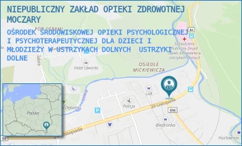 OŚRODEK ŚRODOWISKOWEJ OPIEKI PSYCHOLOGICZNEJ I PSYCHOTERAPEUTYCZNEJ DLA DZIECI I MŁODZIEŻY W USTRZYKACH DOLNYCH - NIEPUBLICZNY ZAKŁAD OPIEKI ZDROWOTNEJ MOCZARY - UL. 29 LISTOPADA 47,  USTRZYKI DOLNE