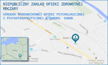 OŚRODEK ŚRODOWISKOWEJ OPIEKI PSYCHOLOGICZNEJ I PSYCHOTERAPEUTYCZNEJ W SANOKU - NIEPUBLICZNY ZAKŁAD OPIEKI ZDROWOTNEJ MOCZARY - UL. SZOPENA 10,  SANOK