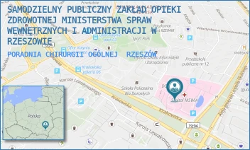 PORADNIA CHIRURGII OGÓLNEJ - SAMODZIELNY PUBLICZNY ZAKŁAD OPIEKI ZDROWOTNEJ MINISTERSTWA SPRAW WEWNĘTRZNYCH I ADMINISTRACJI W RZESZOWIE - UL. KRAKOWSKA 16,  RZESZÓW