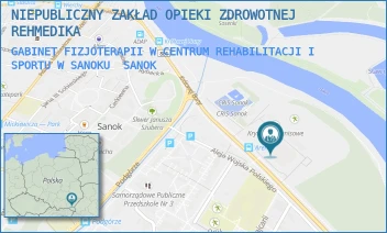 GABINET FIZJOTERAPII W CENTRUM REHABILITACJI I SPORTU W SANOKU - NIEPUBLICZNY ZAKŁAD OPIEKI ZDROWOTNEJ REHMEDIKA - UL. KRÓLOWEJ BONY 4,  SANOK