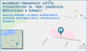 ODDZIAŁ/OŚRODEK LECZENIA ALKOHOLOWYCH ZESPOŁÓW ABSTYNENCYJNYCH (DETOKSYKACJI) - WOJEWÓDZKI PODKARPACKI SZPITAL PSYCHIATRYCZNY IM. PROF. EUGENIUSZA BRZEZICKIEGO W ŻURAWICY - UL. RÓŻANA 9,  ŻURAWICA