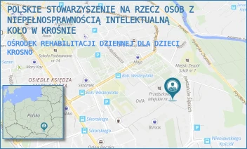 OŚRODEK REHABILITACJI DZIENNEJ DLA DZIECI - POLSKIE STOWARZYSZENIE NA RZECZ OSÓB Z NIEPEŁNOSPRAWNOŚCIĄ INTELEKTUALNĄ KOŁO W KROŚNIE - UL. POWSTAŃCÓW ŚLĄSKICH 16,  KROSNO