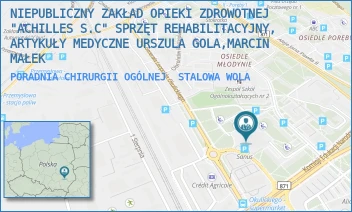 PORADNIA CHIRURGII OGÓLNEJ - NIEPUBLICZNY ZAKŁAD OPIEKI ZDROWOTNEJ "ACHILLES S.C" SPRZĘT REHABILITACYJNY, ARTYKUŁY MEDYCZNE URSZULA GOLA, MARCIN MAŁEK - UL. WOJSKA POLSKIEGO 5,  STALOWA WOLA