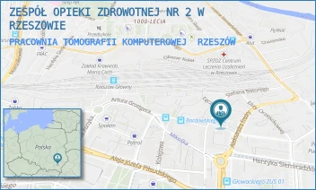 PRACOWNIA TOMOGRAFII KOMPUTEROWEJ - ZESPÓŁ OPIEKI ZDROWOTNEJ NR 2 W RZESZOWIE - UL. ALEKSANDRA FREDRY 9,  RZESZÓW