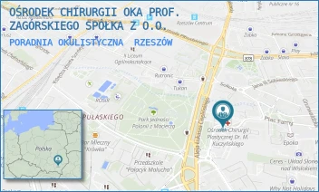 PORADNIA OKULISTYCZNA - OŚRODEK CHIRURGII OKA PROF. ZAGÓRSKIEGO W RZESZOWIE SPÓŁKA Z OGRANICZONĄ ODPOWIEDZIALNOŚCIĄ. - UL. STANISŁAWA MONIUSZKI 8,  RZESZÓW