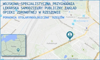 PORADNIA OTOLARYNGOLOGICZNA - WOJSKOWA SPECJALISTYCZNA PRZYCHODNIA LEKARSKA SAMODZIELNY PUBLICZNY ZAKŁAD OPIEKI ZDROWOTNEJ W RZESZOWIE - UL. GEN. MARIANA LANGIEWICZA 4,  RZESZÓW
