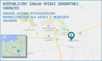 ODDZIAŁ DZIENNY PSYCHIATRYCZNY REHABILITACYJNY DLA DZIECI I MŁODZIEŻY - NIEPUBLICZNY ZAKŁAD OPIEKI ZDROWOTNEJ SOKRATES - ZGŁOBIEŃ 67A,  ZGŁOBIEŃ