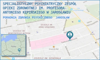 PORADNIA ZDROWIA PSYCHICZNEGO - SPECJALISTYCZNY PSYCHIATRYCZNY ZESPÓŁ OPIEKI ZDROWOTNEJ IM. PROFESORA ANTONIEGO KĘPIŃSKIEGO W JAROSŁAWIU - UL. TADEUSZA KOŚCIUSZKI 18,  JAROSŁAW