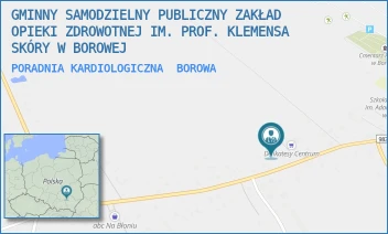 PORADNIA KARDIOLOGICZNA - GMINNY SAMODZIELNY PUBLICZNY ZAKŁAD OPIEKI ZDROWOTNEJ IM. PROF. KLEMENSA SKÓRY W BOROWEJ - UL. BOROWA 333 A,  BOROWA