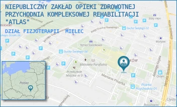 DZIAŁ FIZJOTERAPII - NIEPUBLICZNY ZAKŁAD OPIEKI ZDROWOTNEJ PRZYCHODNIA KOMPLEKSOWEJ REHABILITACJI "ATLAS" - UL. TAŃSKIEGO 2,  MIELEC