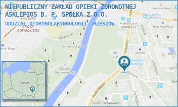 ODDZIAŁ OTORYNOLARYNGOLOGII - NIEPUBLICZNY ZAKŁAD OPIEKI ZDROWOTNEJ ASKLEPIOS B. P. SPÓŁKA Z O.O. - PODWISŁOCZE 22 A,  RZESZÓW