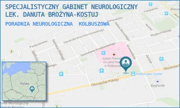 PORADNIA NEUROLOGICZNA - SPECJALISTYCZNY GABINET NEUROLOGICZNY LEK. DANUTA BROŻYNA-KOSTUJ - UL. OBROŃCÓW POKOJU 74A/POK. 14,  KOLBUSZOWA