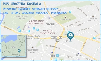 PRYWATNY GABINET STOMATOLOGICZNY
LEK. STOM. GRAŻYNA KOSMALA - PGS GRAŻYNA KOSMALA - UL. PAWŁA STEPKIEWICZA 2,  PRZEWORSK
