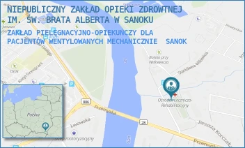 ZAKŁAD PIELĘGNACYJNO-OPIEKUŃCZY DLA PACJENTÓW WENTYLOWANYCH MECHANICZNIE - NIEPUBLICZNY ZAKŁAD OPIEKI ZDROWTNEJ IM. ŚW. BRATA ALBERTA W SANOKU - UL. KORCZAKA 15,  SANOK