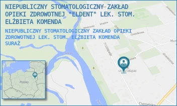 NIEPUBLICZNY STOMATOLOGICZNY ZAKŁAD OPIEKI ZDROWOTNEJ LEK. STOM. ELŻBIETA KOMENDA - NIEPUBLICZNY STOMATOLOGICZNY ZAKŁAD OPIEKI ZDROWOTNEJ "ELDENT" LEK. STOM. ELŻBIETA KOMENDA - 11-GO LISTOPADA 16/1,  SURAŻ