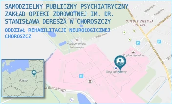 ODDZIAŁ REHABILITACJI NEUROLOGICZNEJ - SAMODZIELNY PUBLICZNY PSYCHIATRYCZNY ZAKŁAD OPIEKI ZDROWOTNEJ IM. DR. STANISŁAWA DERESZA W CHOROSZCZY - PLAC DR ZYGMUNTA BRODOWICZA 1,  CHOROSZCZ