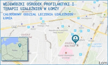 CAŁODOBOWY ODDZIAŁ LECZENIA UZALEŻNIEŃ - WOJEWÓDZKI OŚRODEK PROFILAKTYKI I TERAPII UZALEŻNIEŃ W ŁOMŻY - MARII SKŁODOWSKIEJ CURIE 1,  ŁOMŻA