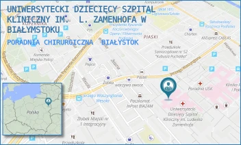 PORADNIA CHIRURGICZNA - UNIWERSYTECKI DZIECIĘCY SZPITAL KLINICZNY IM.  L. ZAMENHOFA W BIAŁYMSTOKU - WASZYNGTONA 17,  BIAŁYSTOK