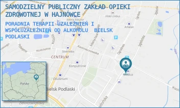 PORADNIA TERAPII UZALEŻNIEŃ I WSPÓŁUZALEŻNIEŃ OD ALKOHOLU - SAMODZIELNY PUBLICZNY ZAKŁAD OPIEKI ZDROWOTNEJ W HAJNÓWCE - JAGIELLOŃSKA 32,  BIELSK PODLASKI