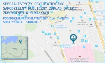 PODODDZIAŁ PSYCHIATRYCZNY DLA CHORYCH SOMATYCZNIE - SPECJALISTYCZY PSYCHIATRYCZNY SAMODZIELNY PUBLICZNY ZAKŁAD OPIEKI ZDROWOTNEJ W SUWAŁKACH - SZPITALNA 62,  SUWAŁKI
