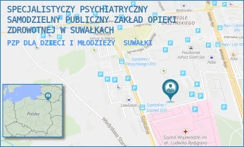 PZP DLA DZIECI I MŁODZIEŻY - SPECJALISTYCZY PSYCHIATRYCZNY SAMODZIELNY PUBLICZNY ZAKŁAD OPIEKI ZDROWOTNEJ W SUWAŁKACH - SZPITALNA 62,  SUWAŁKI