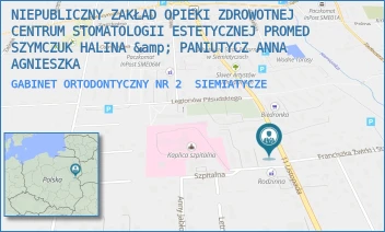 GABINET ORTODONTYCZNY NR 2 - NIEPUBLICZNY ZAKŁAD OPIEKI ZDROWOTNEJ CENTRUM STOMATOLOGII ESTETYCZNEJ PROMED SZYMCZUK HALINA &amp; PANIUTYCZ ANNA AGNIESZKA - 11 LISTOPADA 26/2,  SIEMIATYCZE